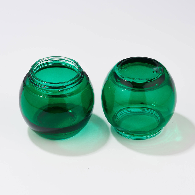 Zelená průhledná skleněná kosmetická nádoba Prázdná nádoba na tělové mléko Zelená průhledná skleněná kosmetická nádoba Prázdná nádoba na tělové mléko