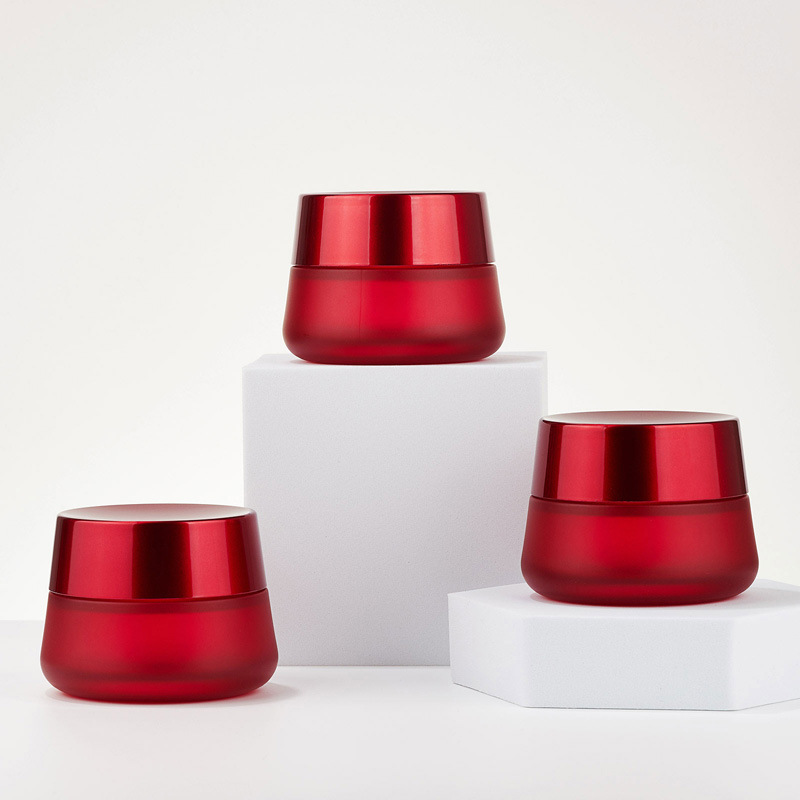 Kulatá kosmetická sklenice na červenou smetanu Prázdná sklenice na smetanu