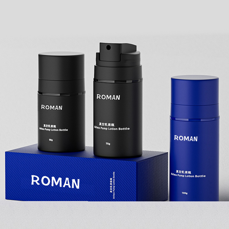 Lahvička s matným černým lotionem 15 ml 30 ml 50 ml 100 ml 120 ml 150 ml Bezvzduchová pumpička na péči o pleť Bezvzduchová lahvička na kosmetické balení