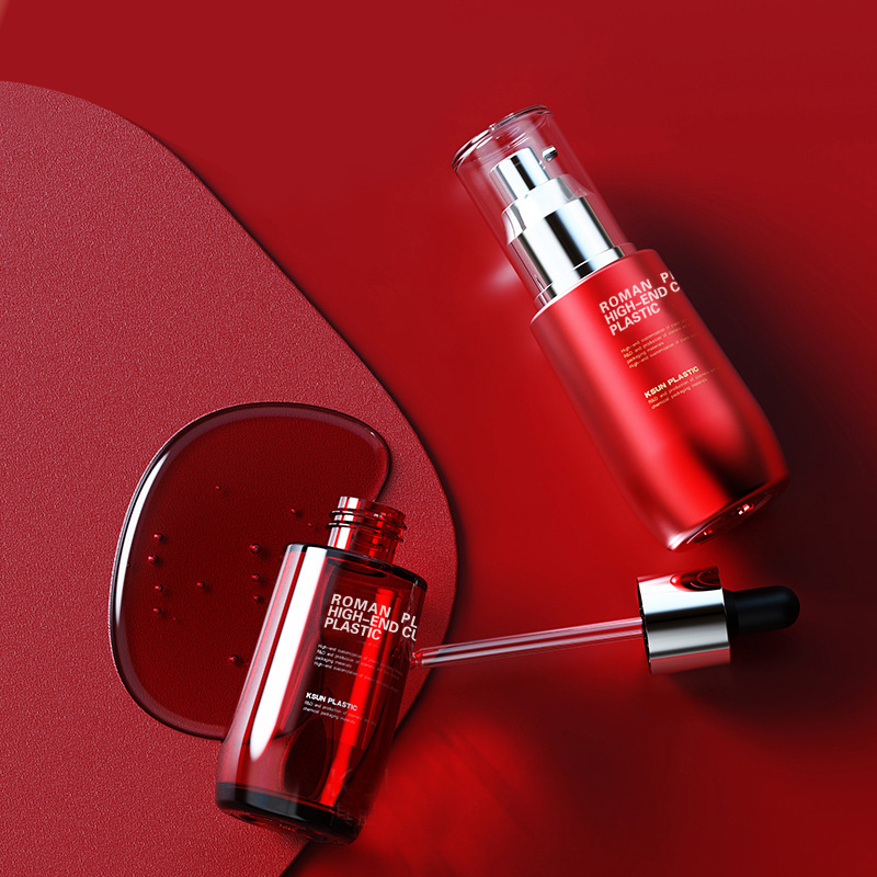 Plnitelná lahvička na kosmetický olej 50 ml Wine Red PETG Face Care Sérum s kapátkem lahvička s kapátkem pro sadu lahviček na krém