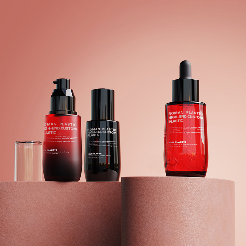 Plnitelná lahvička na kosmetický olej 50 ml Wine Red PETG Face Care Sérum s kapátkem lahvička s kapátkem pro sadu lahviček na krém Plnitelná lahvička na kosmetický olej 50 ml Wine Red PETG Face Care Sérum s kapátkem lahvička s kapátkem pro sadu lahviček na krém