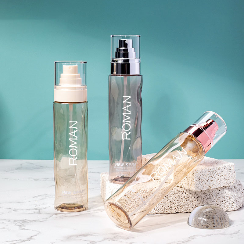 Průhledné kulaté kosmetické plastové lahvičky s tonerem ve spreji prázdné 100 ml 120 ml základní tělové mléko se zlatou stříbrnou lahvičkou s pumpou