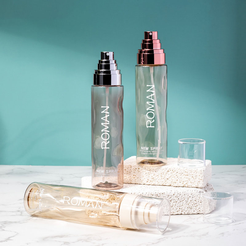 Průhledné kulaté kosmetické plastové lahvičky s tonerem ve spreji prázdné 100 ml 120 ml základní tělové mléko se zlatou stříbrnou lahvičkou s pumpou