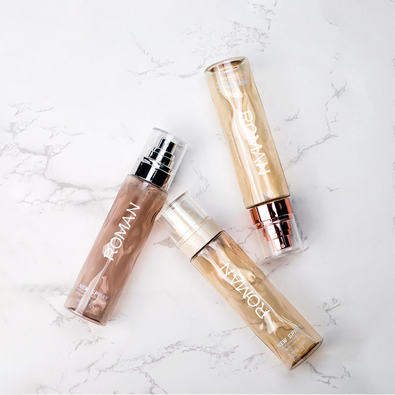 Průhledné kulaté kosmetické plastové lahvičky s tonerem ve spreji prázdné 100 ml 120 ml základní tělové mléko se zlatou stříbrnou lahvičkou s pumpou