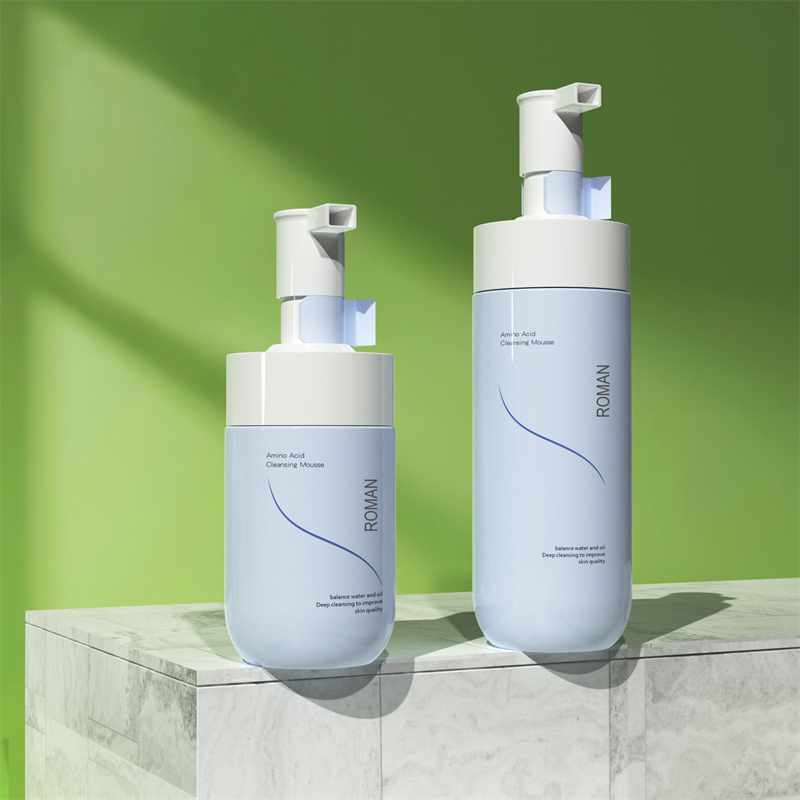 Private Label Facial Whitening Foamer Jemná čisticí pěna Bubble Cleanser Modrá PET pěnová pumpička láhev 150 ml 200 ml 300 ml