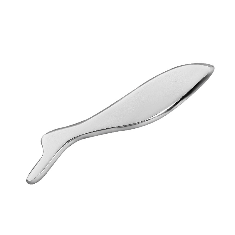 Deska Gua Sha ze zinkové slitiny ve tvaru ryby s personalizovanými barvami a logem Deska Gua Sha ze zinkové slitiny ve tvaru ryby s personalizovanými barvami a logem