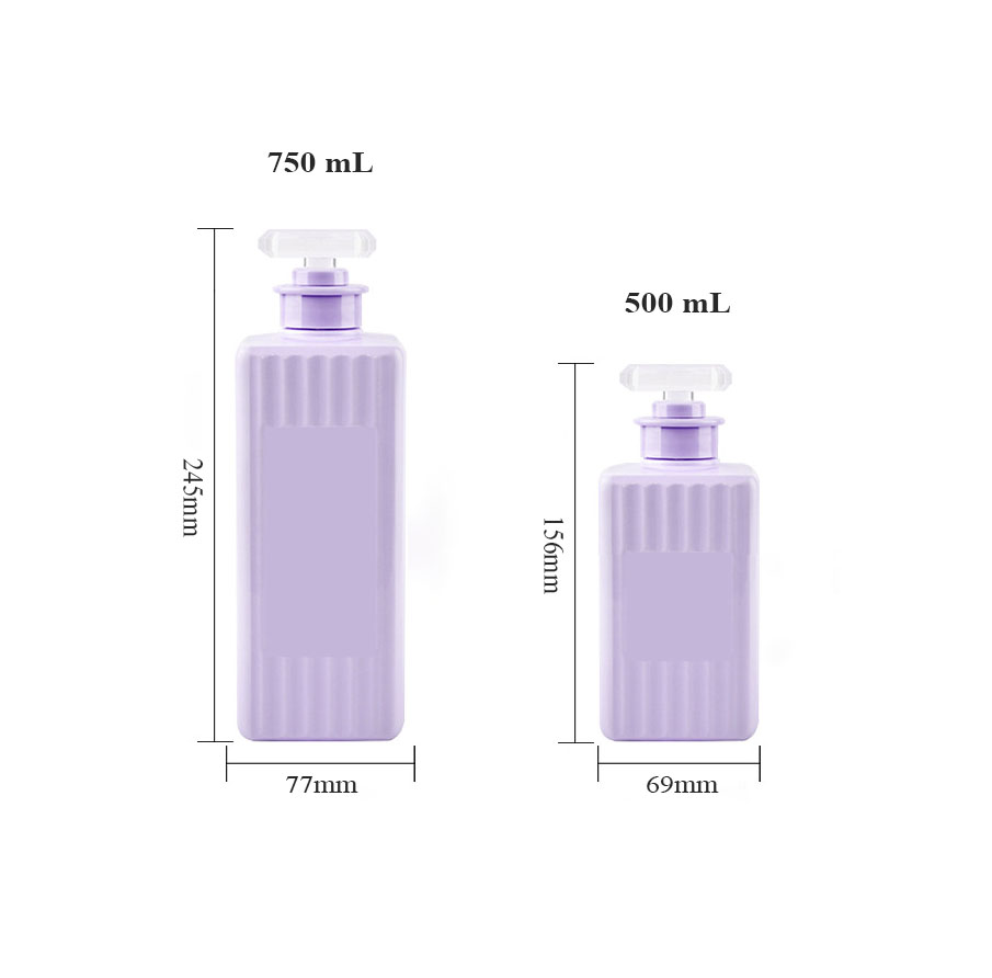500 ml 750 ml čtvercová plastová lahvička s pumpičkou na lotion pro domácí mazlíčky s povrchem ve tvaru proužku pro kosmetický šampon a kondicionér na vlasy 500 ml 750 ml čtvercová plastová lahvička s pumpičkou na lotion pro domácí mazlíčky s povrchem ve tvaru proužku pro kosmetický šampon a kondicionér na vlasy