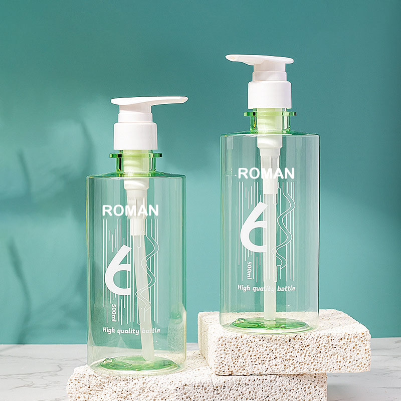 Zelená plastová PET péče o pleť Čistící olej na tělo Tělový peeling Mycí mléko s šamponem a kondicionérem Sada lahviček s pumpičkou