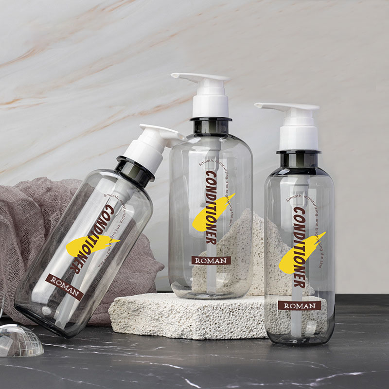 Plastové prázdné lahvičky na lotion 300 ml 400 ml 500 ml 600 ml PET Boston kulatý šampon s kondicionérem lahvička s dávkovačem sprchového gelu lahvička s pumpičkou