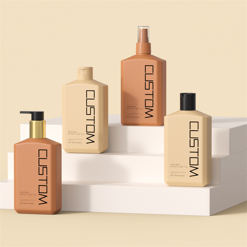 250 ml 10 oz Matné ploché šikmé ramena Láhve na tělové mléko s pumpičkou na ruce Péče o pleť Dětský šampon Sprchové gely Láhev