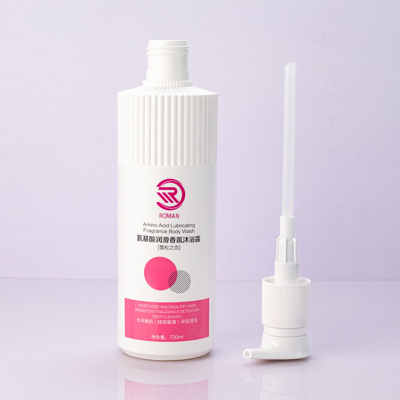 Teplá bílá proužkovaná HDPE plastová láhev s vlnitou tryskou 500 ml 700 ml Šampon sprchový gel lotion s pumpičkou Vietnam Teplá bílá proužkovaná HDPE plastová láhev s vlnitou tryskou 500 ml 700 ml Šampon sprchový gel lotion s pumpičkou Vietnam