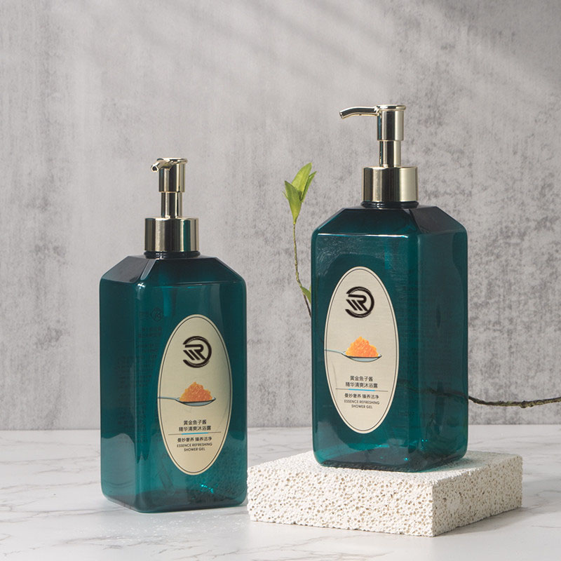 Private Label PET plastový tmavě zelený hydratační tělové mléko nádoba na šampon pro péči o vlasy 550 ml