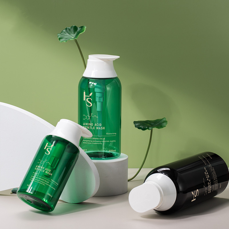 Unique Green 300 ml 500 ml 650 ml PET New Shape Body Lotion Cream Prázdná láhev Láhev šamponu s kulatým ramenem s pumpičkou pro péči o pleť Unique Green 300 ml 500 ml 650 ml PET New Shape Body Lotion Cream Prázdná láhev Láhev šamponu s kulatým ramenem s pumpičkou pro péči o pleť