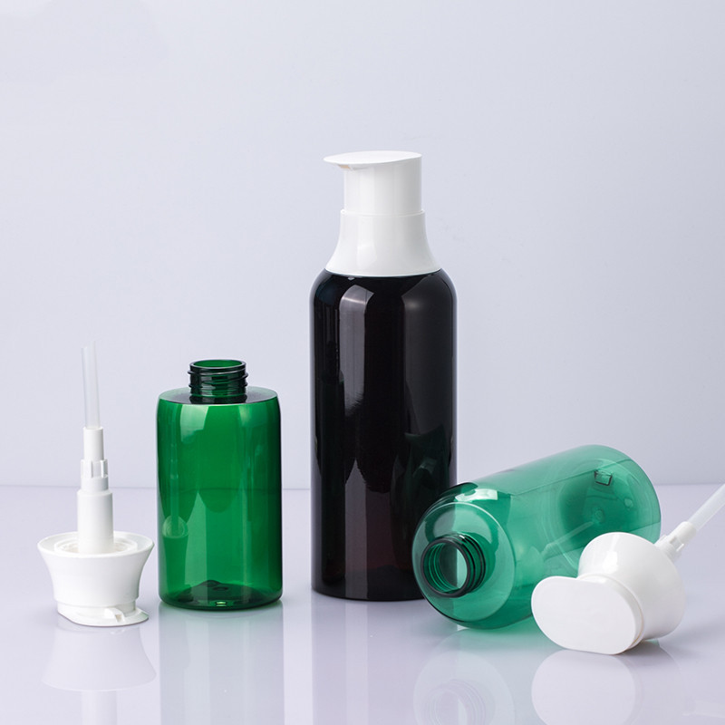 Unique Green 300 ml 500 ml 650 ml PET New Shape Body Lotion Cream Prázdná láhev Láhev šamponu s kulatým ramenem s pumpičkou pro péči o pleť Unique Green 300 ml 500 ml 650 ml PET New Shape Body Lotion Cream Prázdná láhev Láhev šamponu s kulatým ramenem s pumpičkou pro péči o pleť